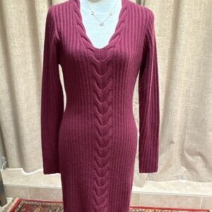 Naadam Rib Knit Midi Dress - Deep Eggplant - NWT
